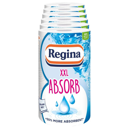 Regina Regina XXL Absorb Kitchen Roll  6 Rolls  75 Extra Large Sheets per Roll 2 L