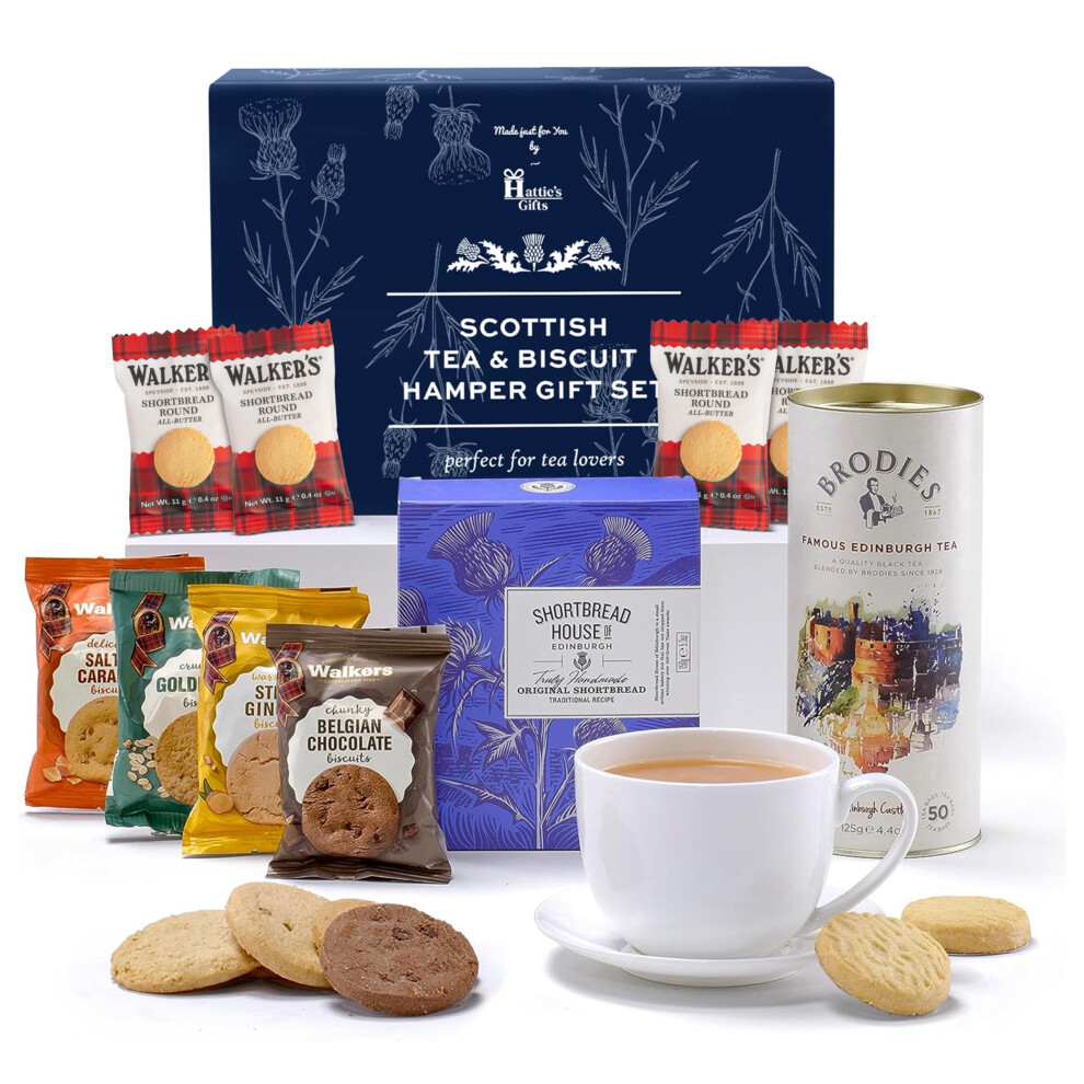 Hattie's Gifts Scottish Tea Biscuits Gift Set Afternoon Tea And Shortbrea
