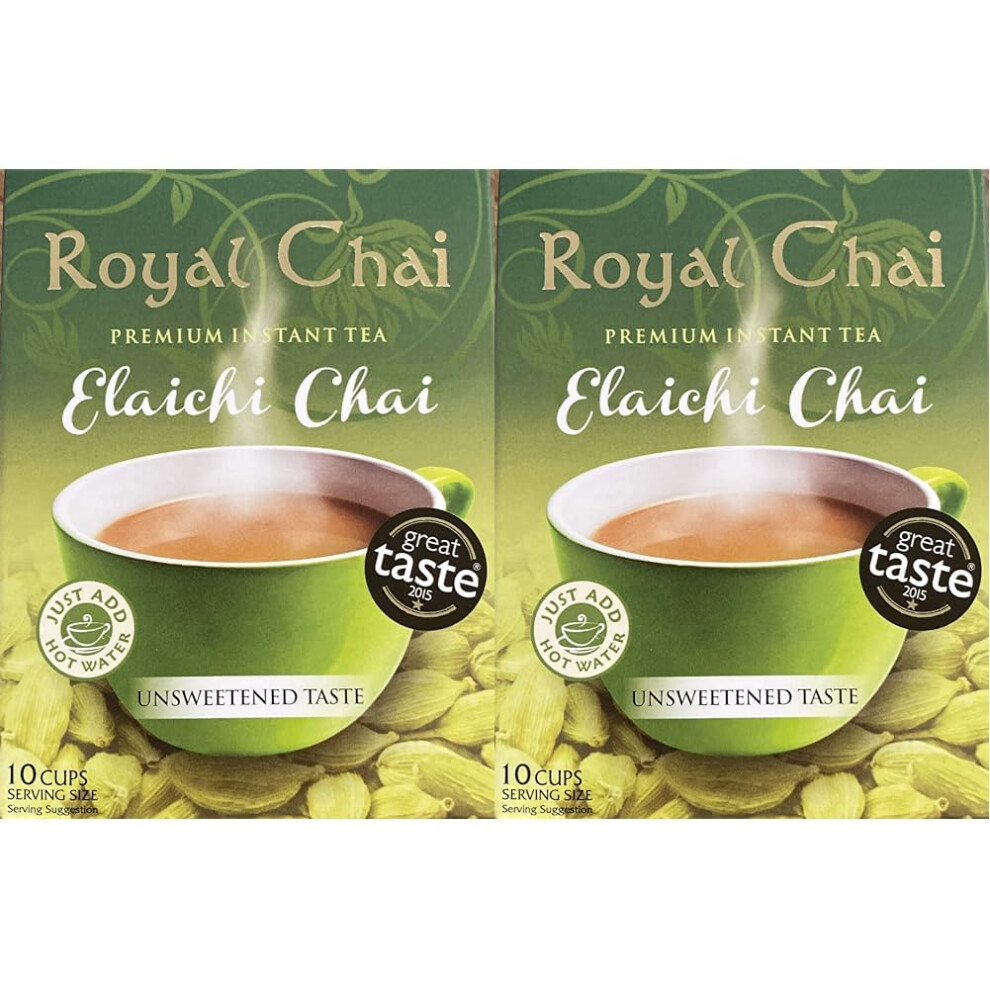 Royal Chai Elaichi Chai Unsweetened 10 Single Serving Sachets Premium In