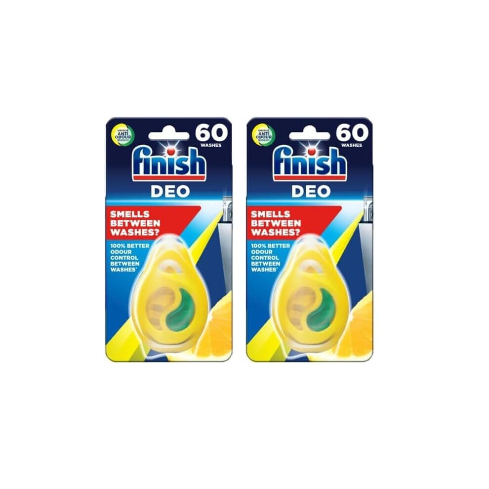 Finish Dishwasher Freshener Lemon 2 Pack Eliminates Odour Clean And Fresh S