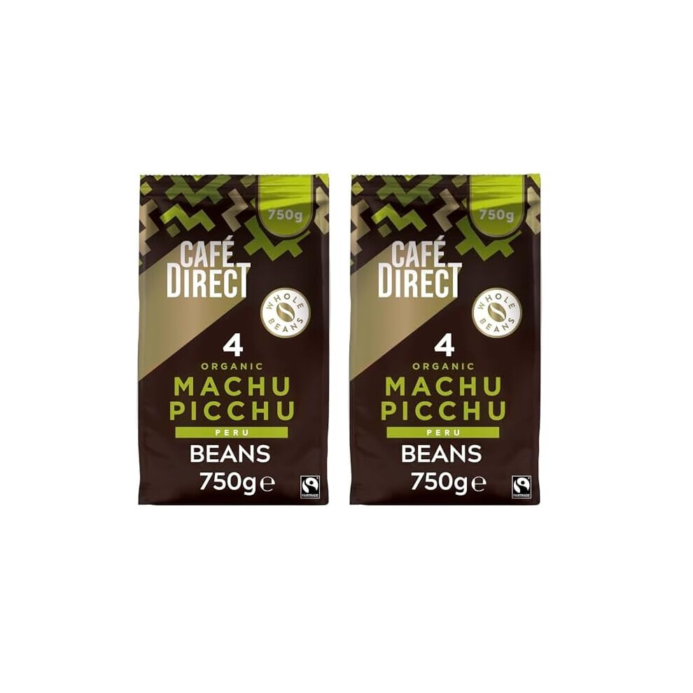Cafe Direct Cafédirect Machu Picchu Coffee Beans, Medium- Roast, Dark
