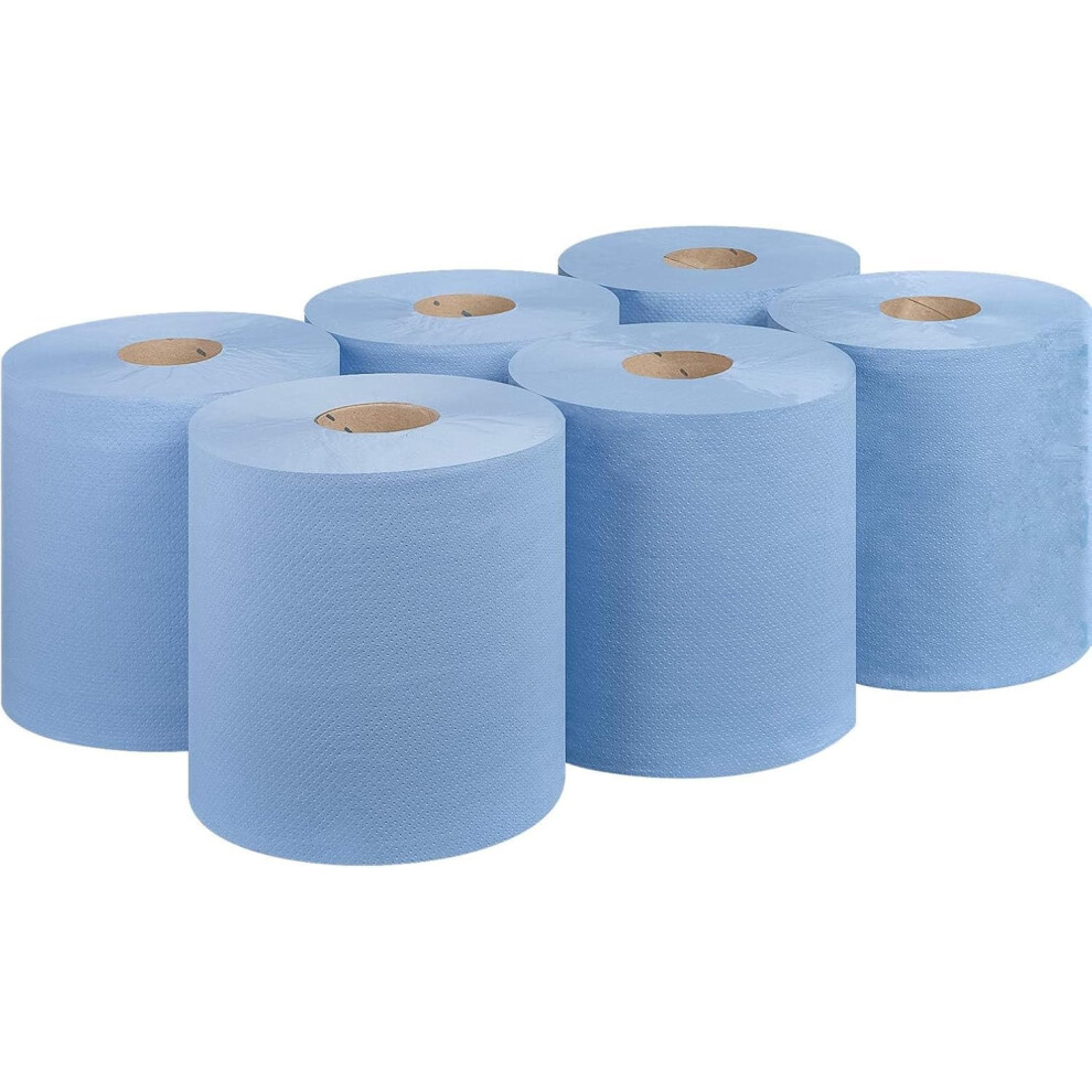 Requisite Needs Embossed 2 Ply Blue Rolls - Blue Paper Towel Tissue (Pack Of 6)