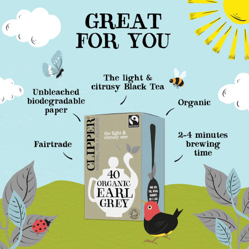 Clipper Organic Earl Grey Tea Bags  Natural Unbleached PlantBased Biodegrad 1