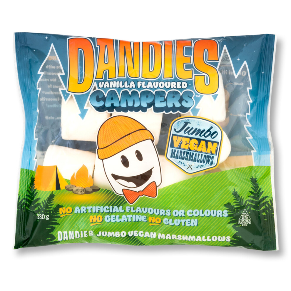 Dandies Jumbo Vegan Marshmallows Vanilla Flavoured 280G Gelatinefree Glut