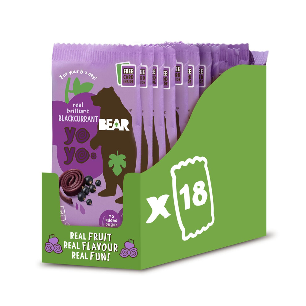 Bear Blackcurrant Yoyos Dried Fruit Rolls Healthy Vegan 20G 18 Packs