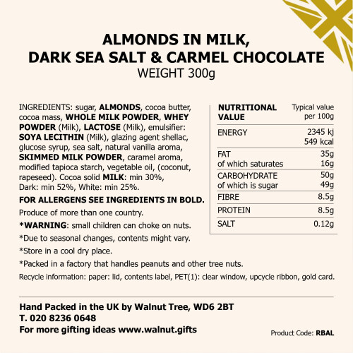 Walnut Tree – Gourmet Almonds Gift Covered in Milk White  Dark Chocolate – 1