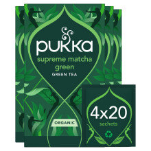 Pukka Herbs | Supreme Matcha Green Organic Tea Box | Energizing Tea With Matcha Powder | Ideal For Daily Vitality | 4 Packs | 80 Plant Based Biodegra