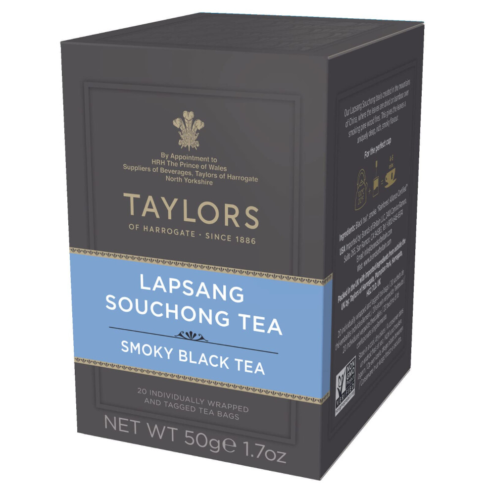 Taylors Of Harrogate Lapsang Souchong Tea 20 Wrapped Tagged Tea Bags