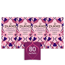 Pukka Herbs Elderberry and Echinacea Organic Herbal Tea Box Infusion With
