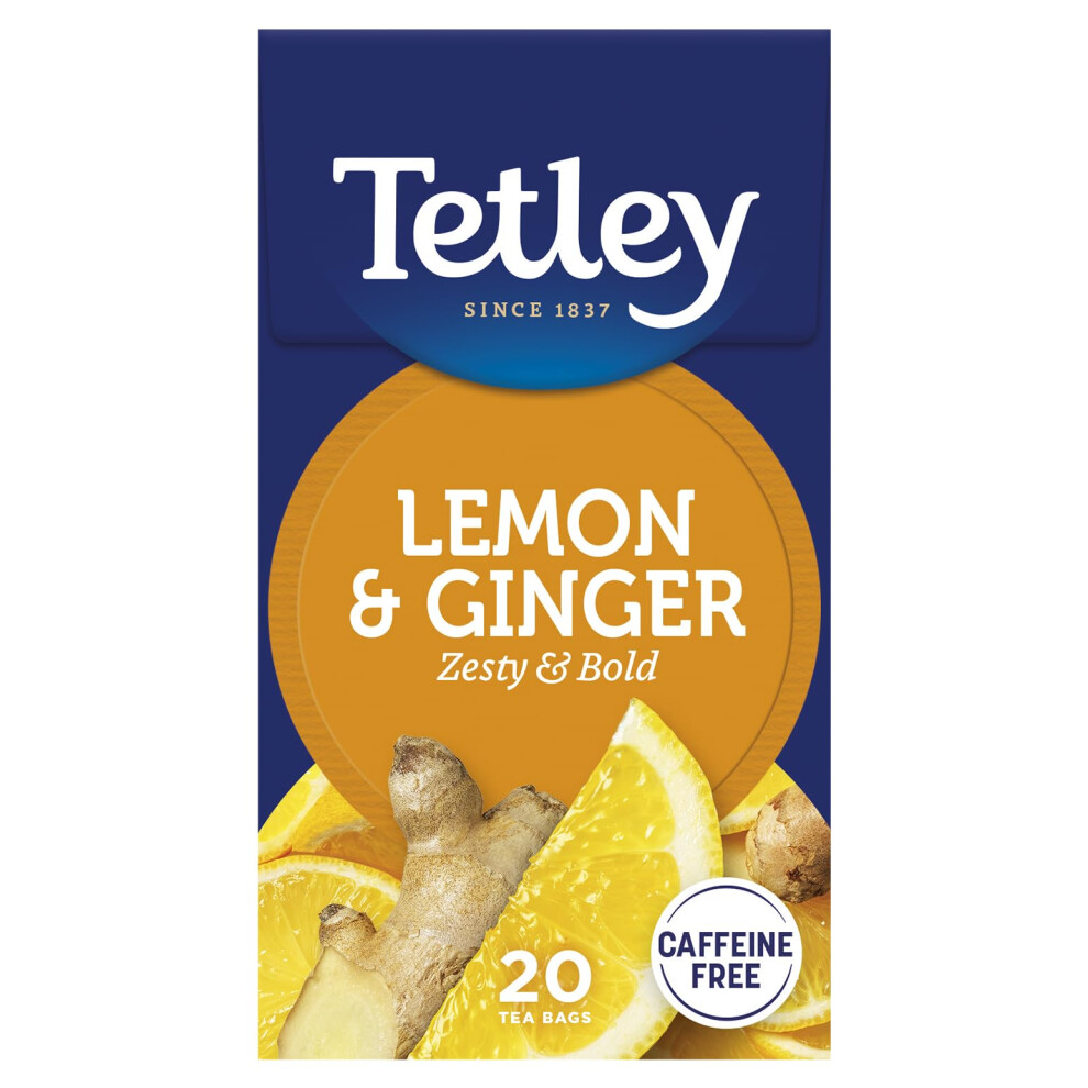 Tetley Zingy Lemon Ginger Herbal Tea Bags Naturally Caffeinefree Perfect
