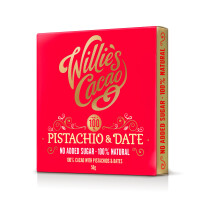 Willies Cacao 100 Cocoa with Pistachio Date No Added Sugar Chocolate bar