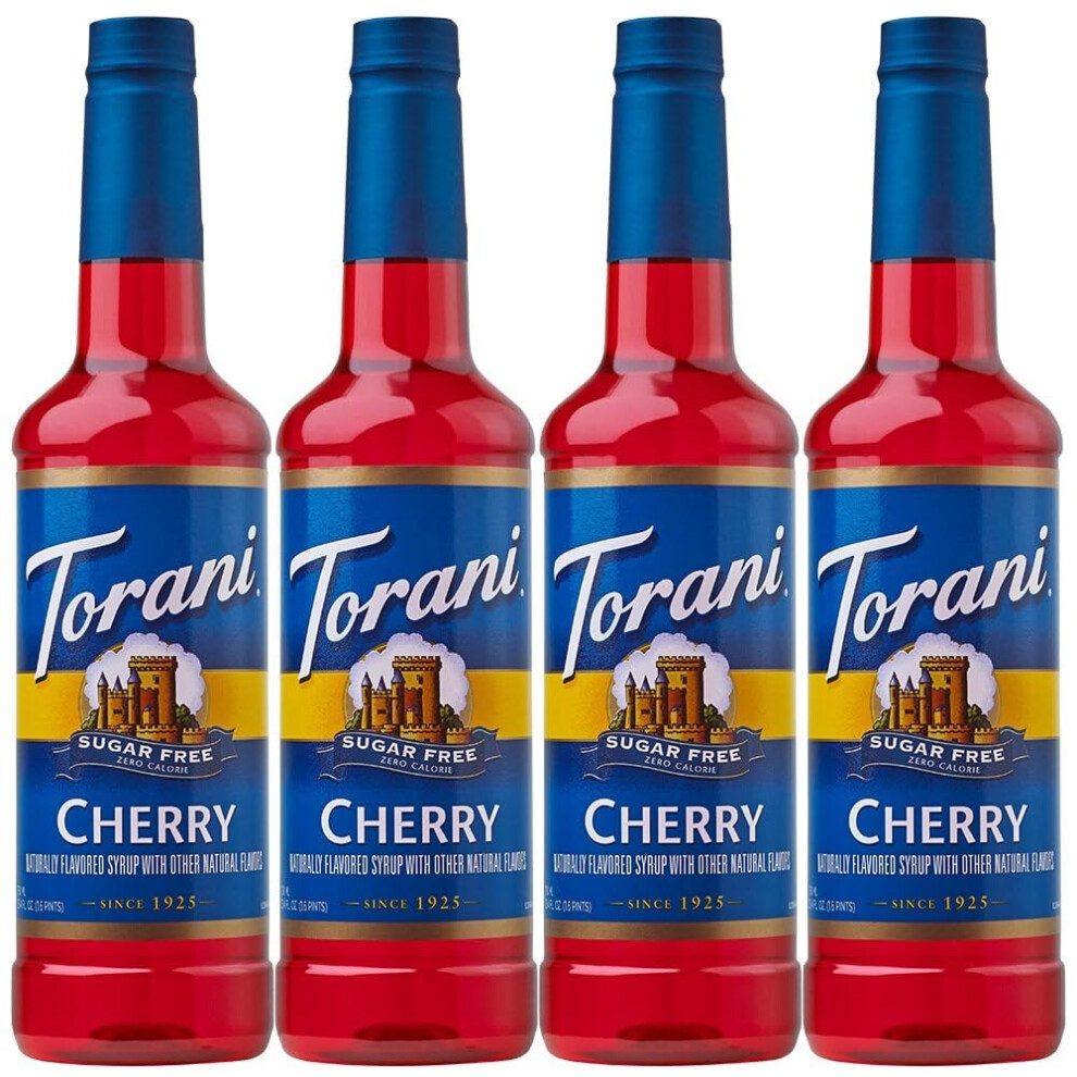 Torani Sugar Free Cherry Syrup Gift Set 4 X 750Ml Zero Calorie Flavouring