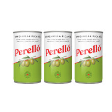 Perelló Manzanilla Picante Pitted Olives 350g 150g Drained Pack of 3 Spani