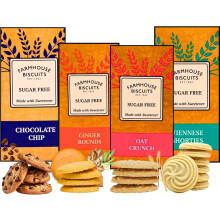 Farmhouse Sugar Free Biscuits For Diabetics Multipack Selection Box - Viennese Shorties, Ginger Cookies, Choc Chip Cookies, Oat Crunch Cookies | Idea