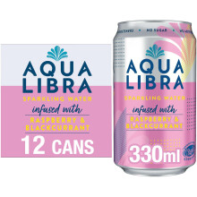 AQUA LIBRA Raspberry Blackcurrant 330ML Pack of 12