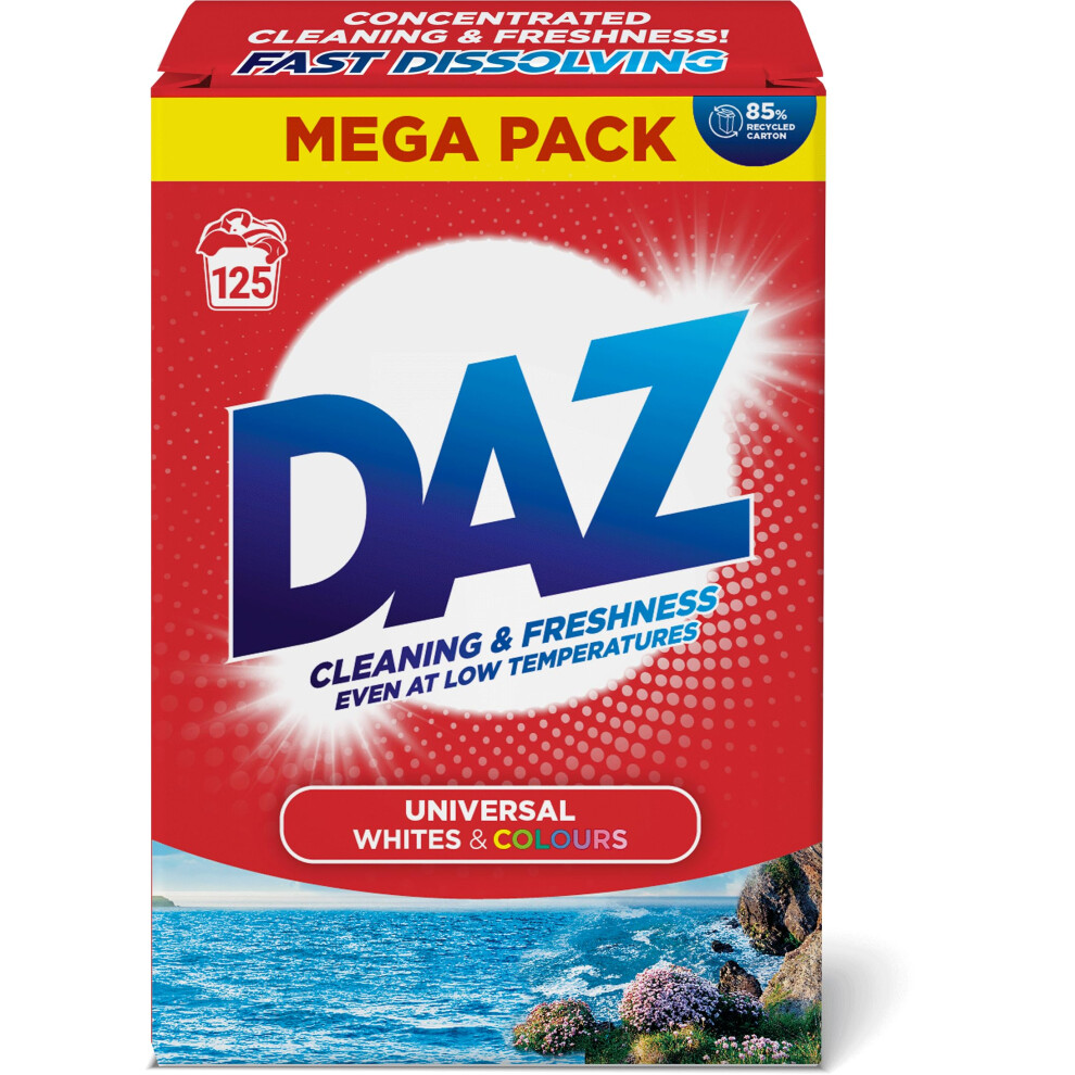 New Daz Washing Powder 125 Washes – Family Pack Laundry Detergent For Brilliant
