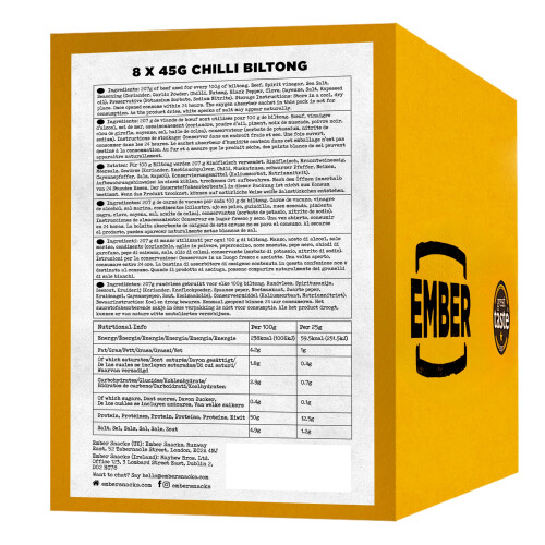 Ember Beef Biltong Chilli  High Protein Meat Jerky Snack  Ready to Eat Low 1