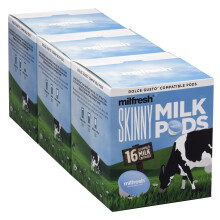 Milfresh Skinny Milk Pods Dolce Gusto Compatible 3 Boxes x 16 Pods 48 Skim