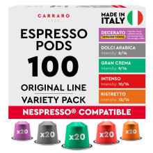 CARRARO 1927 Variety Pack Coffee Capsules  100 Aluminium Coffee Pods Compat