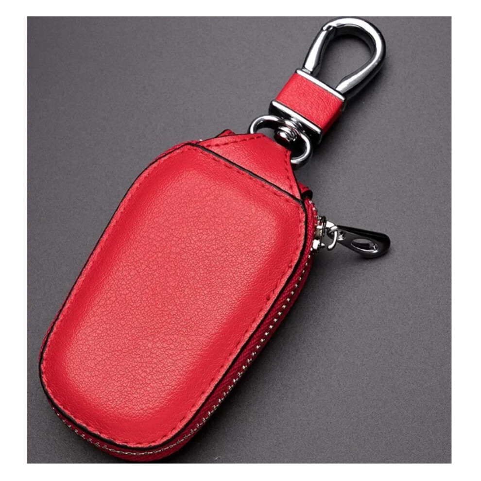 Leather Car Key Cover With Keychain Scratchresistant Dustproof Smart Auto Key Holder Red 9189345122835