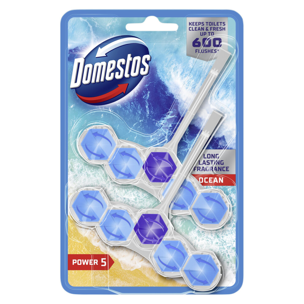 Domestos Power 5 Ocean Toilet Rim Blocks Toilet Freshener With A Longlastin