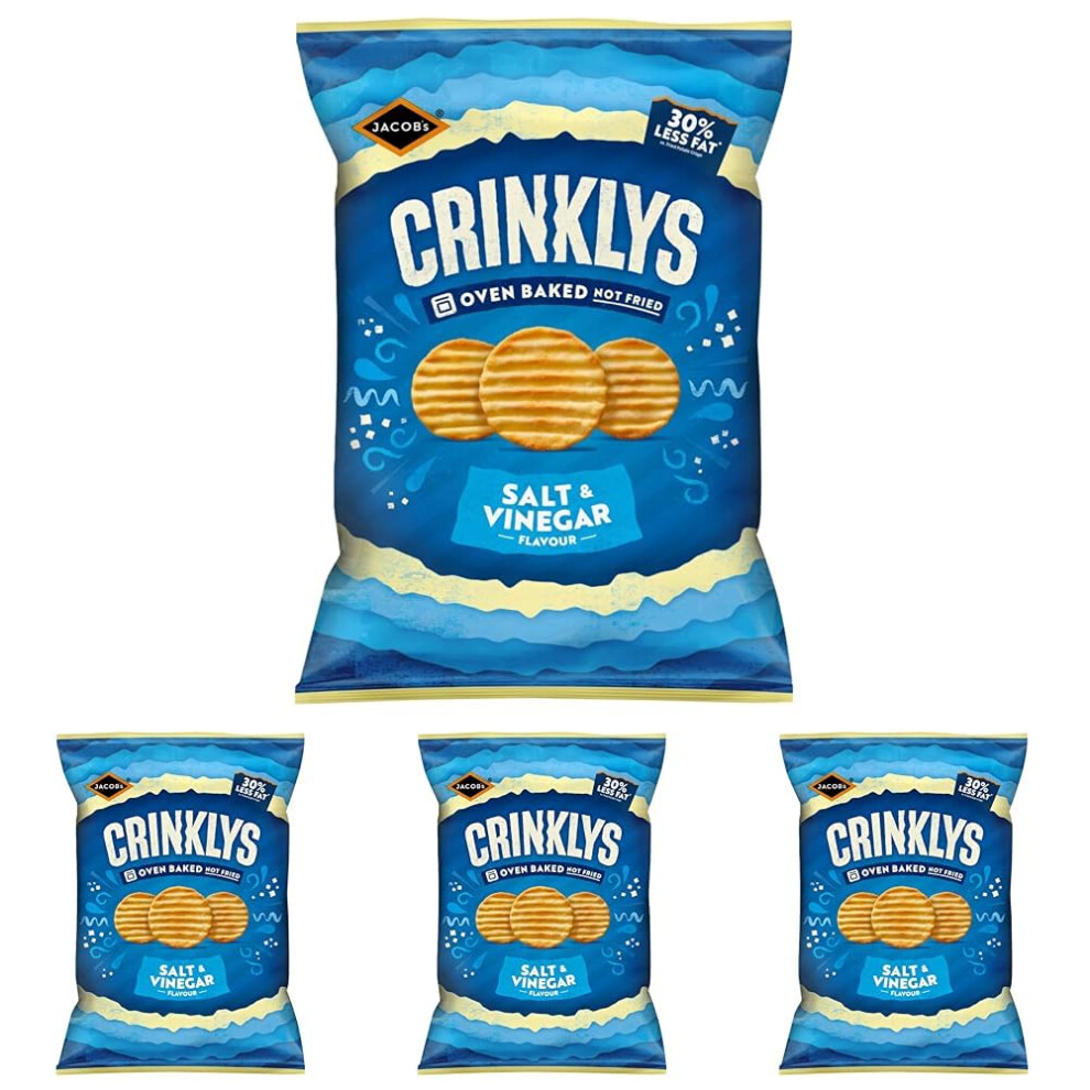 Jacob's Crinklys Salt Vinegar Baked Snacks Share Bag 150G Pack Of 4