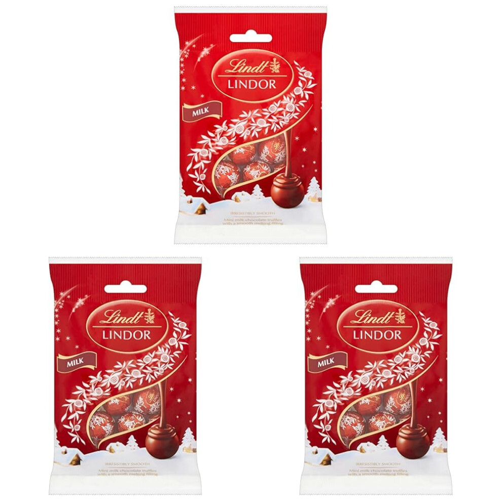 Lindt Lindor Christmas Milk Chocolate Mini Truffles Bag – 80G – Smooth Melt