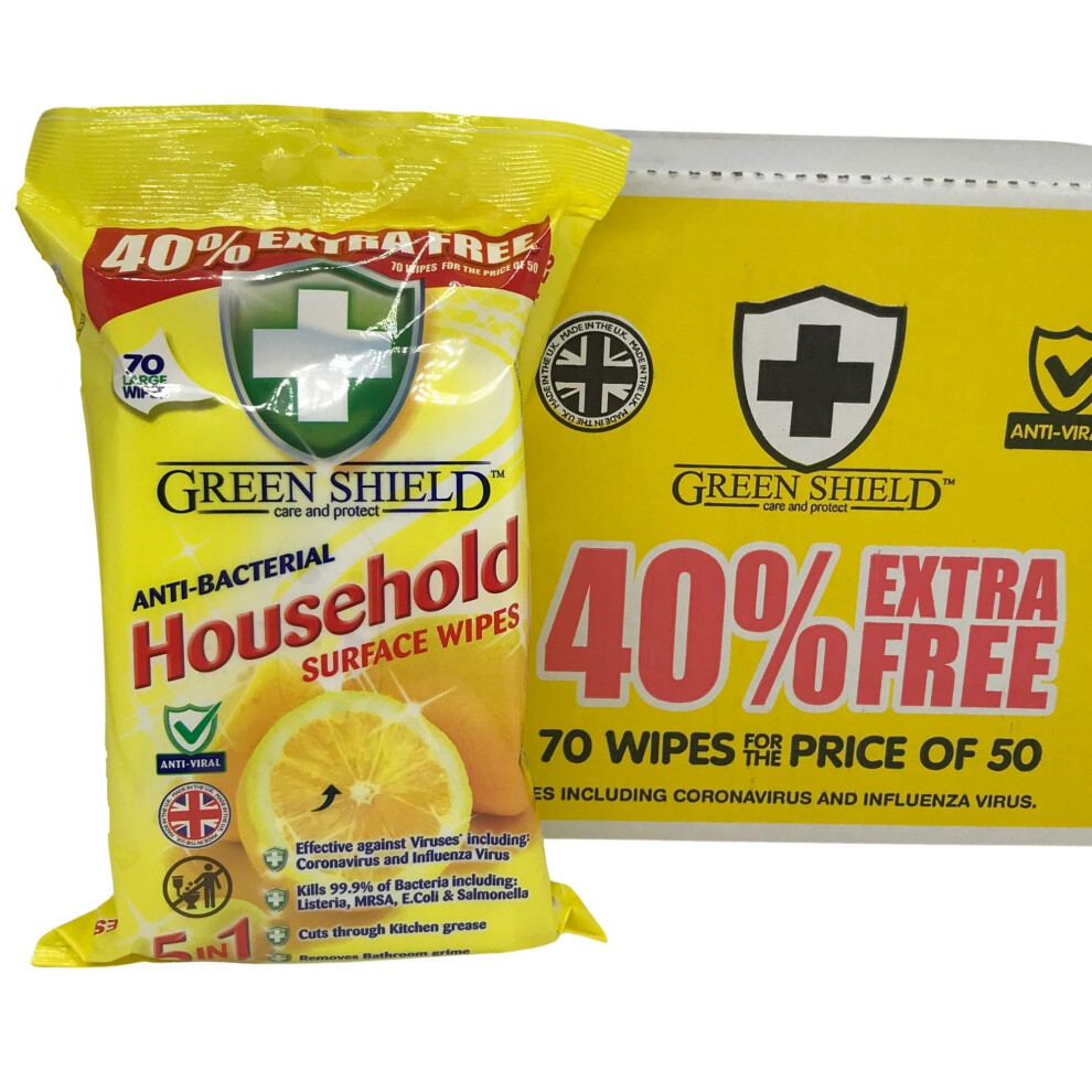 Greenshield Antibac Household Surface Wipes Box,70 Wipes