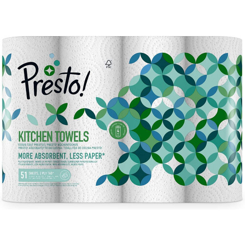 Amazon Brand  Presto TAD Kitchen Roll Extra Absorbent 51 Sheets per Roll 4