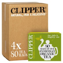 Clipper Tea Organic Fairtrade Everyday - USDA Organic, Non-GMO, Fair Trade, Sustainable Caffeinated British Tea, 4 Pack, 320 Unbleached Tea Bags - Ne