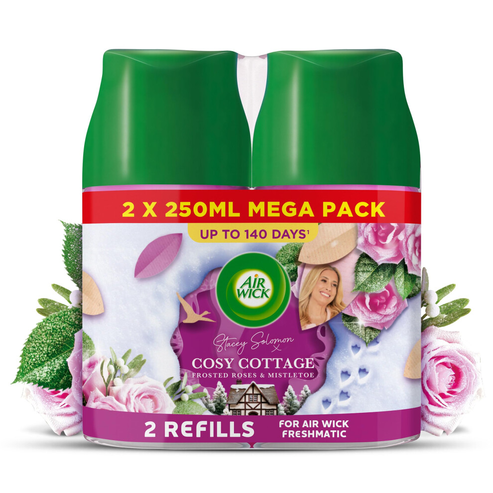 New Airwick Air Wick Cosy Cottage Frosted Roses Mistletoe Freshmatic Max Twin Refill 2