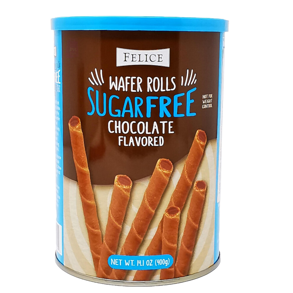 Pvl Trade Felice Sugar Free Chocolate Flavoured Wafer Rolls 400G Tin