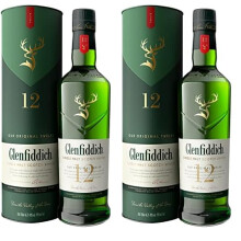 Glenfiddich 12 Year Old Single Malt Scotch Whisky 70cl Pack of 2