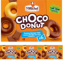 St Michel Choco Donut Sponge Cake Coated with Chocolate Milk 6 Portions