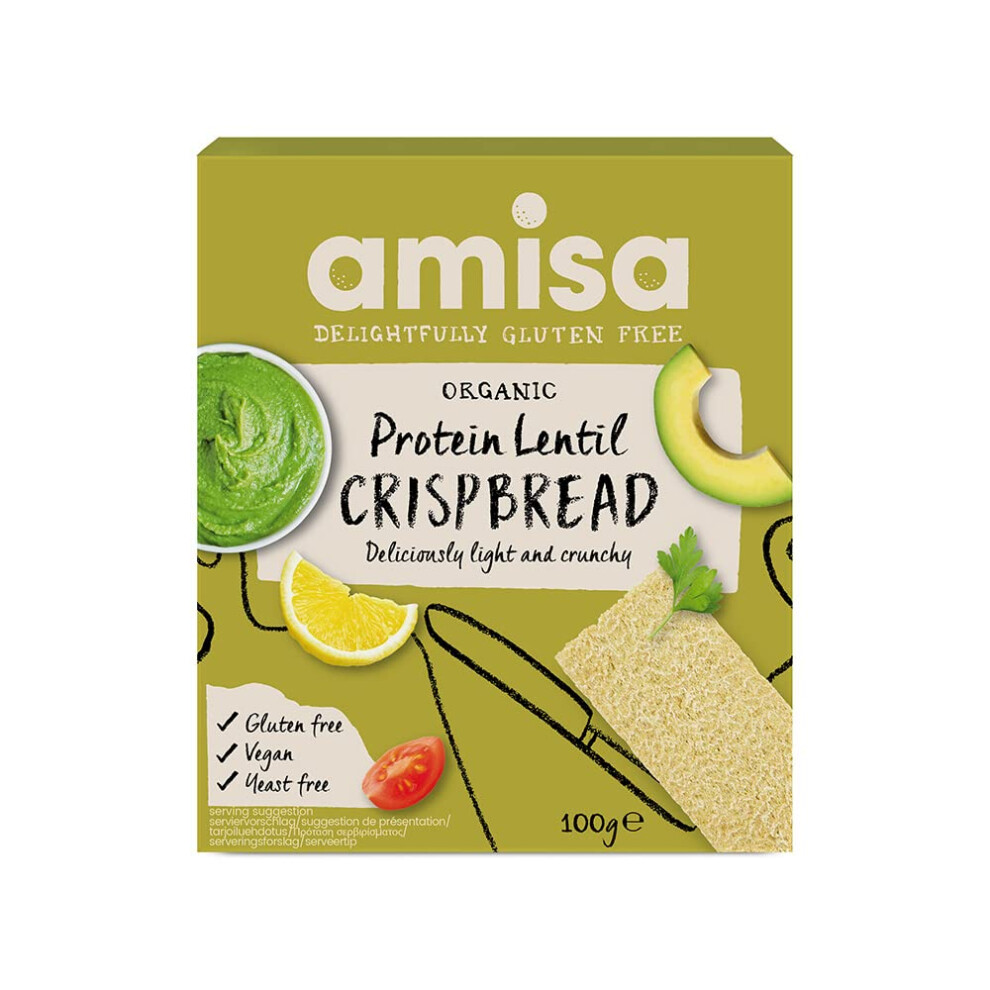Amisa Organic Glutenfree Protein Lentil Crispbread 100G Yeast Free Low Ca