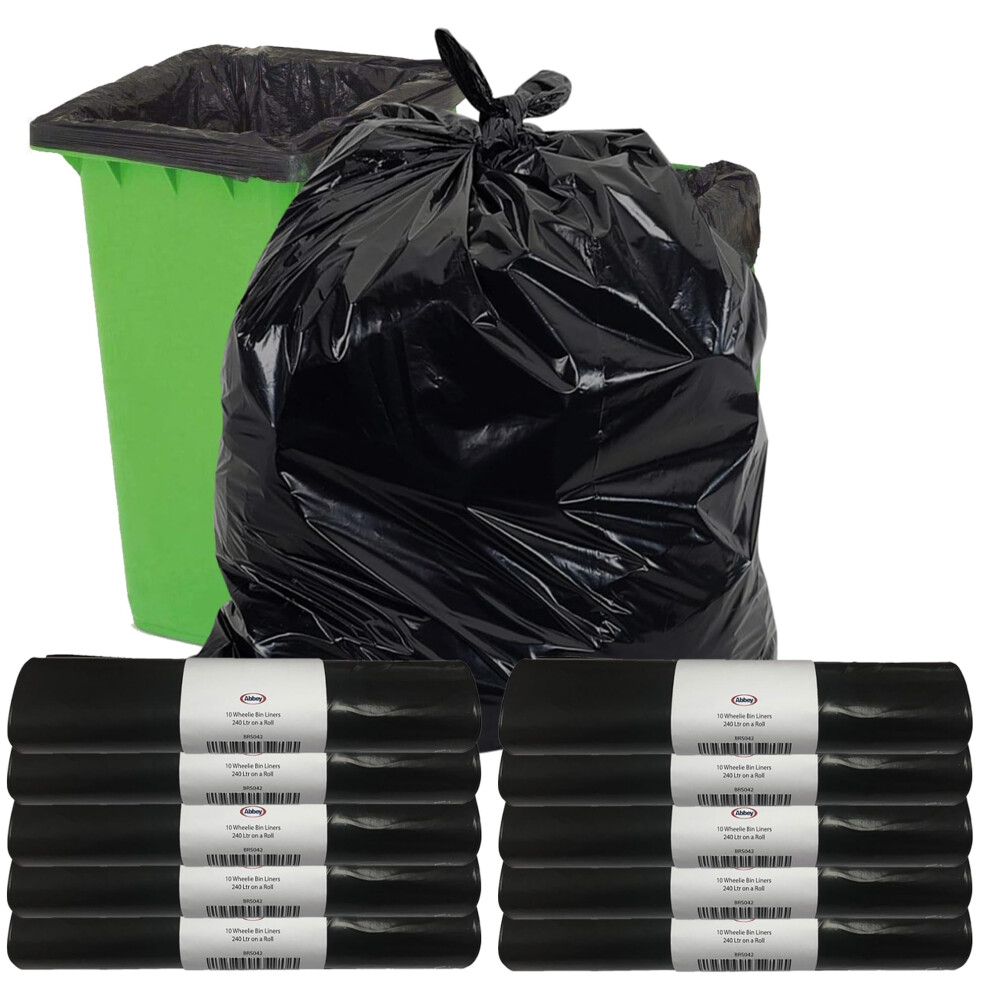 Abbey 100 Wheelie Bin Liners 240L Black