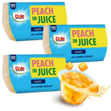 Dole Peach In Juice 3 x 4 Packs Healthy Snack Made with Fresh Fruit No Adde