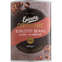 Epicure Organic Borlotti Beans Water Nodded Salt 400 g Pack of 6