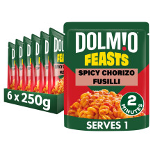 Dolmio Feasts Spicy Chorizo Fusilli ready in 2 minutes Pasta Ready Meal ser