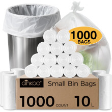 1000 Count Small Bin Bags 10L Pedal Bin Liners Bulk Pack Clear Garbage Bags