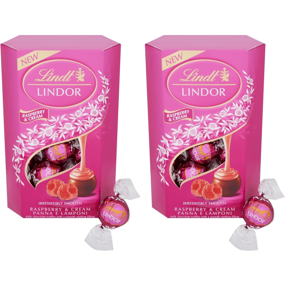 Lindt Lindor Raspberry And Cream Chocolate Truffles – 200G Box Approx 16 Ba