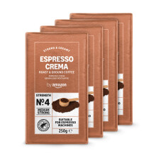 by Amazon Ground Coffee Espresso Crema, Medium Roast, 250 g, Pack of 4 - Rainforest Alliance Certified
