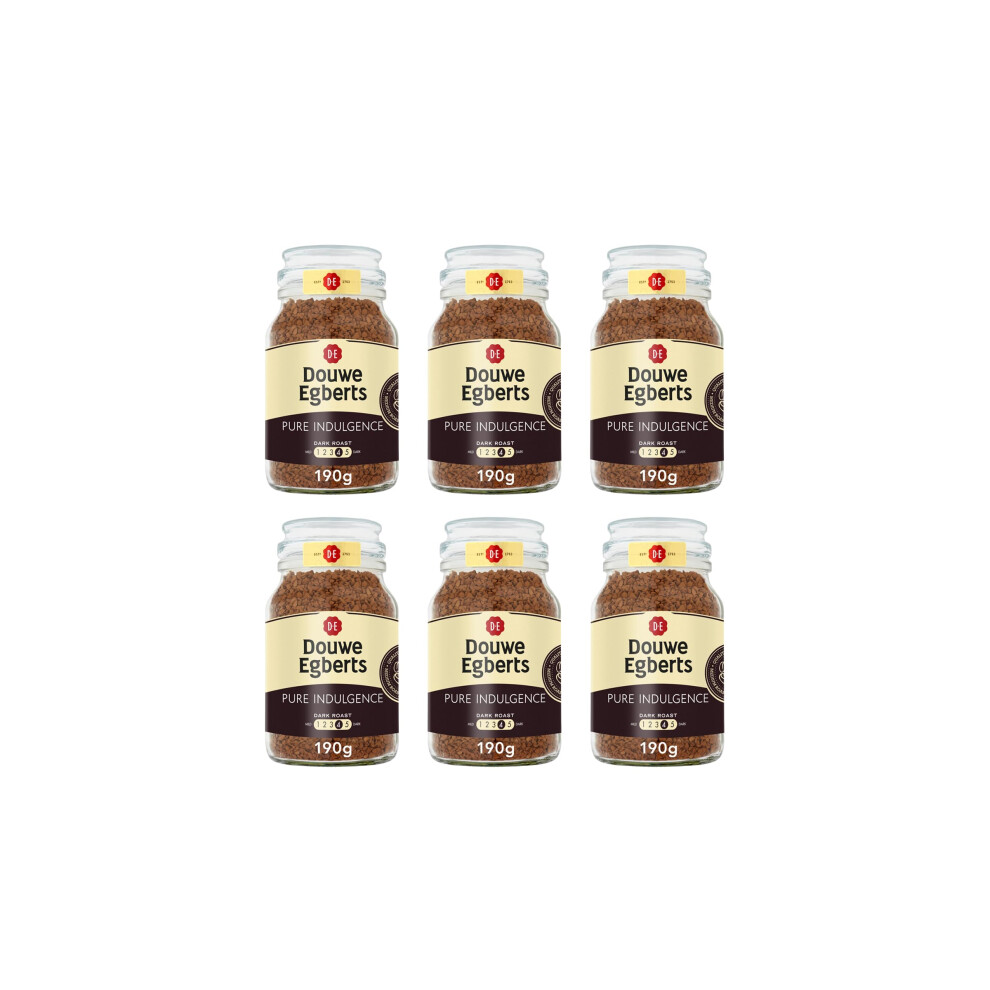 Douwe Egberts Pure Indulgence Roast Instant Coffee 190G Pack Of 6 Jars Dark