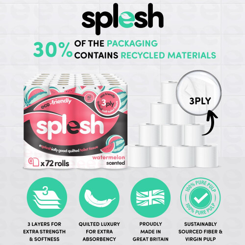Cusheen Splesh by Cusheen Toilet Roll 72 Rolls 1
