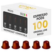 Grano Milano Ricco Coffee Capsules 100 Aluminium Coffee Pods Compatible wi
