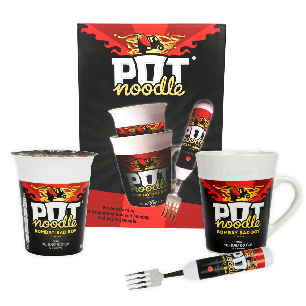Kimm & Miller Pot Noodle Spinning Fork Mug Gift Set Fun Novelty Gifts For Men Women Tee