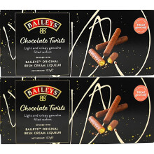 PACK OF 2 Chocolate Twist Wafer Rolls Infused with Baileys Irish Cream Liqu