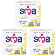 SMA PRO First Infant Baby Milk Starter Pack Ready to Drink From Birth 6x70m