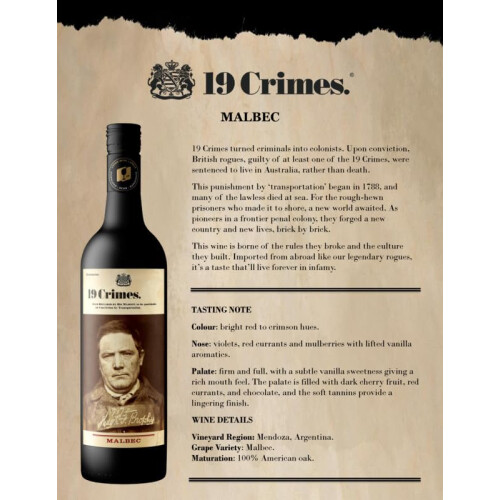 19 Crimes Malbec Red Wine 2