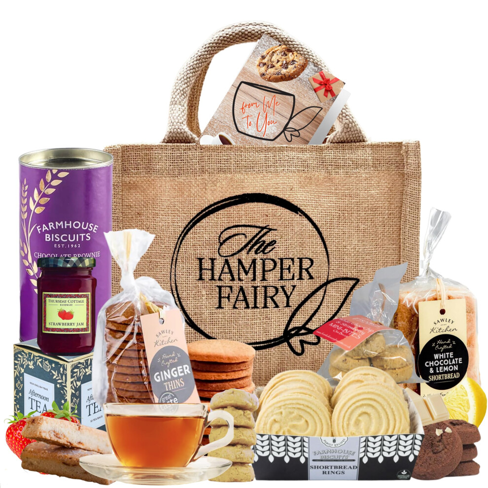 The Hamper Fairy Afternoon Tea Hamper Gift With Biscuits Cookies Shortbread Jam Tea For Ne